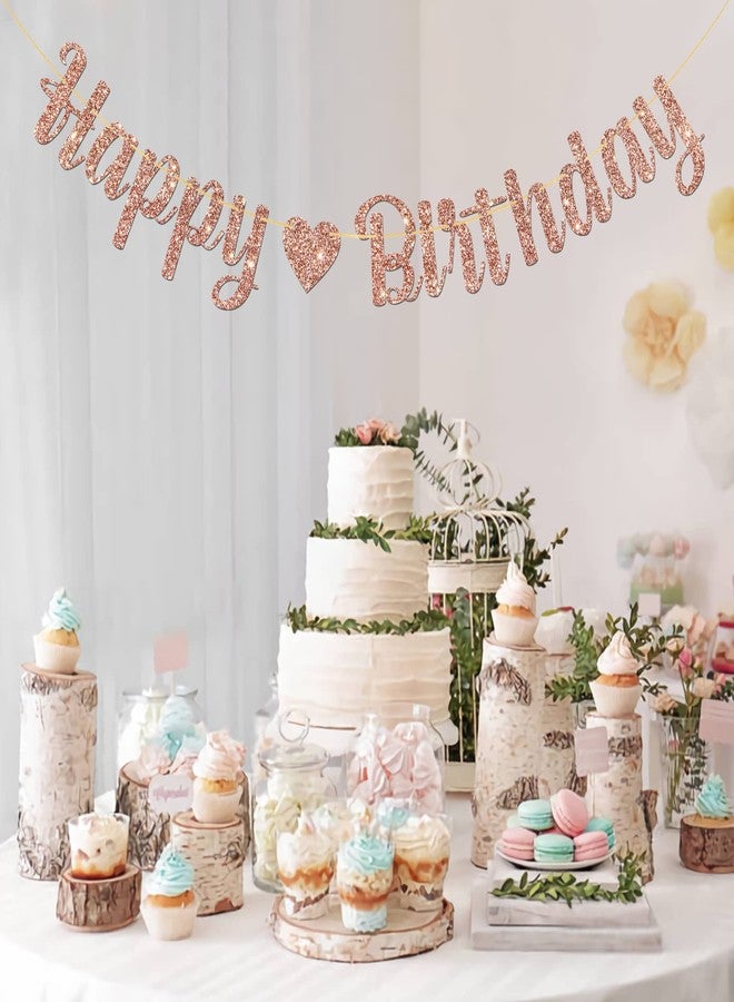 MonMon & Craft Happy Birthday Banner - Children & Adults Party Decor - Rose Gold Glitter - Image 5