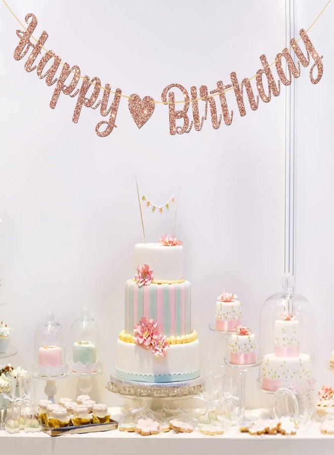 MonMon & Craft Happy Birthday Banner - Children & Adults Party Decor - Rose Gold Glitter - Image 4