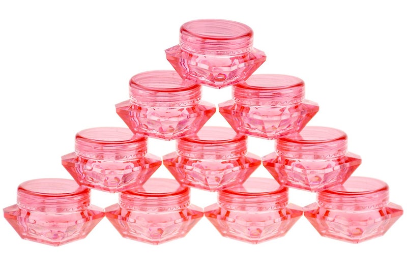 Wowlife 50Pcs 5 Gram/5 ML Cosmetic Sample Empty Container Diamond Plastic Jars for Cream, Eye Shadow, Nails, Powder, Jewelry, Lip balms, Toners 