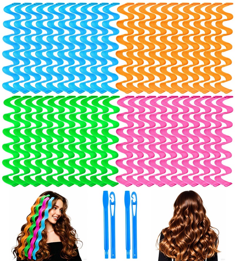 42 Pieces Heatless Waves Hair Curler No Heat Damage Wavy Hair Curlers with 2 Sets of Styling Hooks Heatless Curls for Women Girls Long Medium Short Hair4 Colors55cm 2165