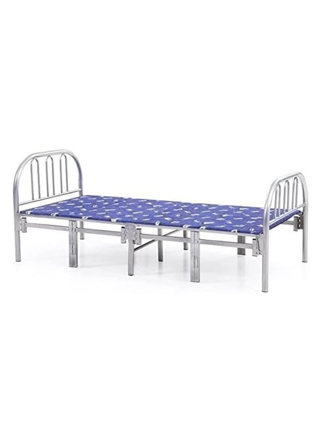 Folding Bed, Maf-90190 Portable Single Folding Bed Heavy Duty Steel Frame Silver