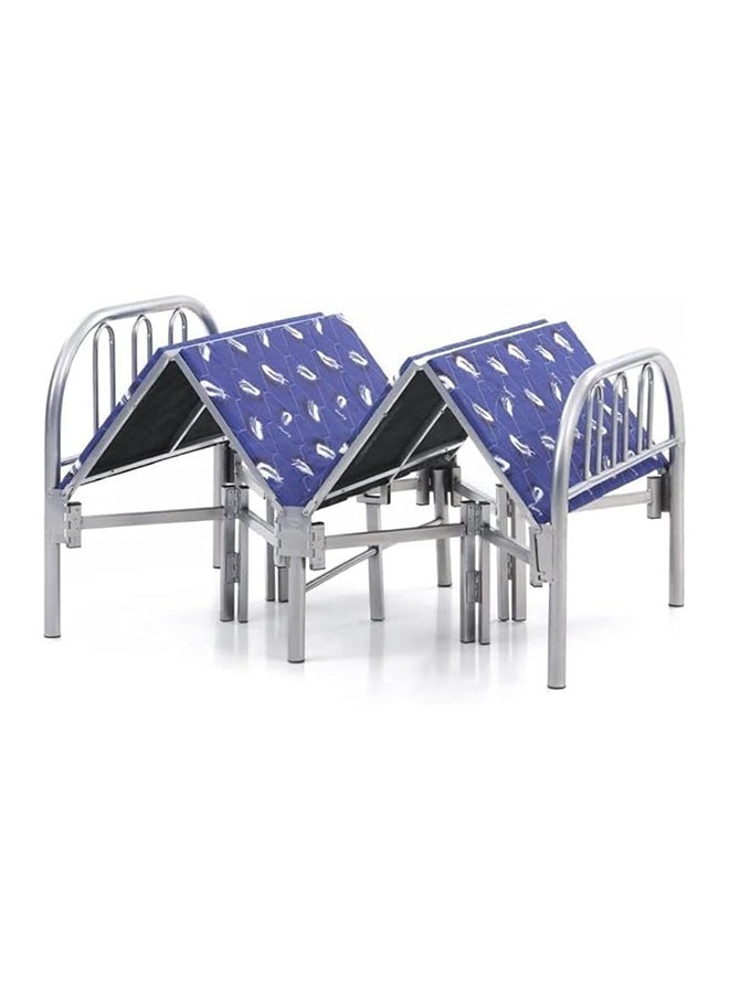 Folding Bed, Maf-90190 Portable Single Folding Bed Heavy Duty Steel Frame Silver