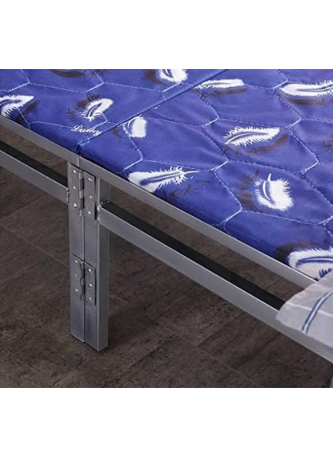 Folding Bed, Maf-90190 Portable Single Folding Bed Heavy Duty Steel Frame Silver