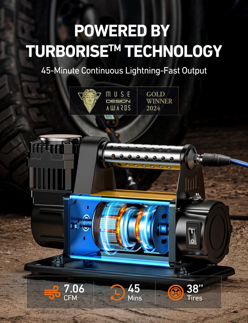 AstroAI T6 Offroad Air Compressor, 12 V Portable Air Pump with 7.06 CFM, AirCtrl, ¼ NPT Quick Connector, Heavy-Duty Truck Tire Inflator, Max 150 PSI for 4 × 4 SUV Vehicle RV ATV - Image 2
