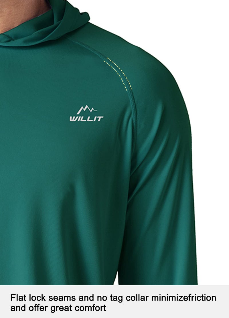 Willit Men's UPF 50+ Sun Protection Hoodie Shirt Long Sleeve SPF Fishing Outdoor UV Shirt Hiking Lightweight Teal L - Image 3