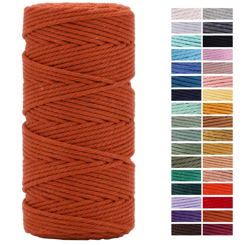 Rust Red Macrame Cord 3mm x 109YardsColored Cotton Rope Craft Cord Colorful Cotton Cord Twine for Wall Hanging Plant Hangers Crafts Knitting Decorative Projects