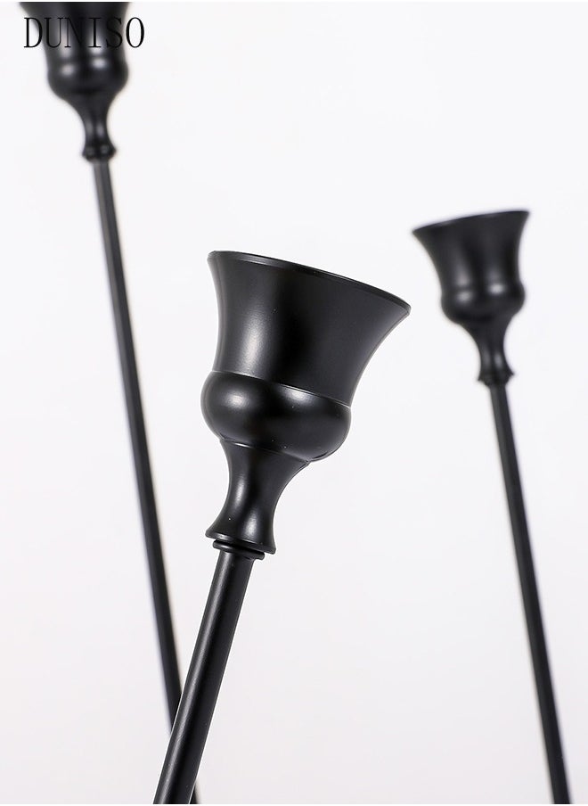 DUNISO - Black Candle Holders Set of 3 for Taper Candles Decorative Candlestick With Anti-Slip Base Holders for Wedding, Dinning, Party Fits (Black) - Image 1