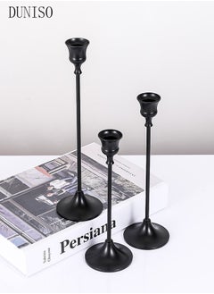 DUNISO Black Candle Holders Set of 3 for Taper Candles Decorative Candlestick With Anti-Slip Base Holders for Wedding, Dinning, Party Fits (Black)  - Image 4