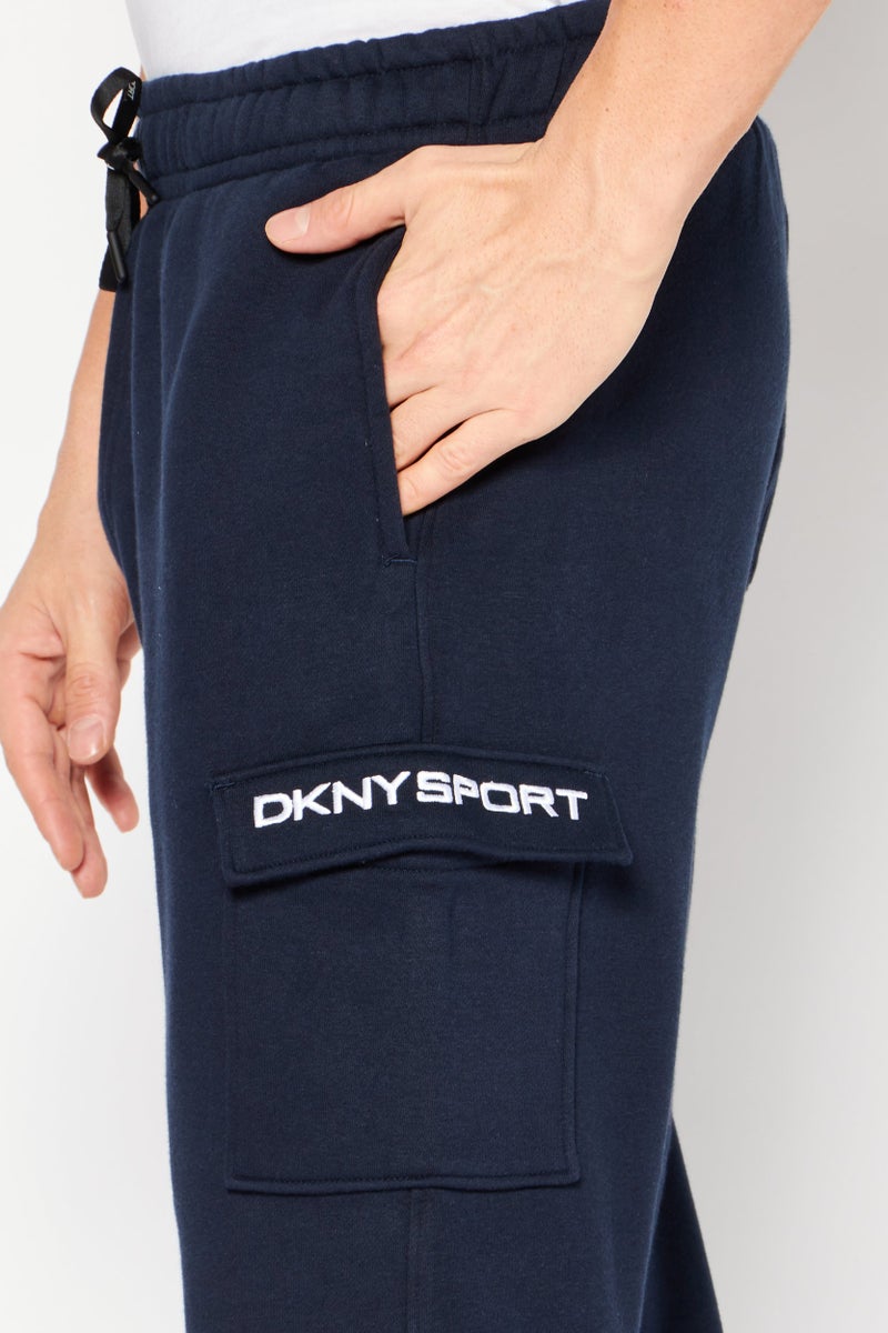 DKNY Sport Men Sportswear Fit Embroidered Logo Training Joggers, Navy - Image 3