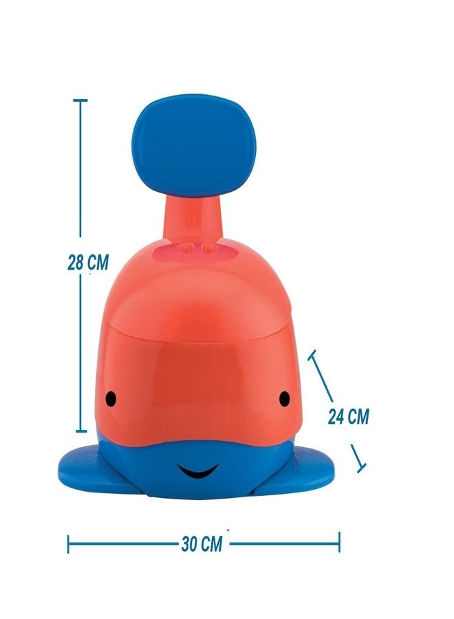 نابيا مقعد تدريب الأطفال على استخدام المرحاض من نابيا على شكل حوت، عالي الجودة، مزود بغطاء قابل للإغلاق وحاوية نفايات قابلة للإزالة ومسند ظهر، حجم صغير (للأطفال من 6 إلى 18 شهرًا) (برتقالي). - Image 2