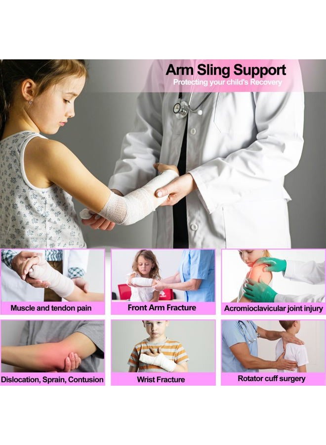 VISKONDA Kids Arm Sling,Mesh Medical Sling with Adjustable Shoulder Pad,Breathable Children Arm Support Shoulder Immobilizer Brace for Elbow,Wrist Injury,Torn Rotator Cuff,Post-Surgery(Pink,X-Small) - Image 4