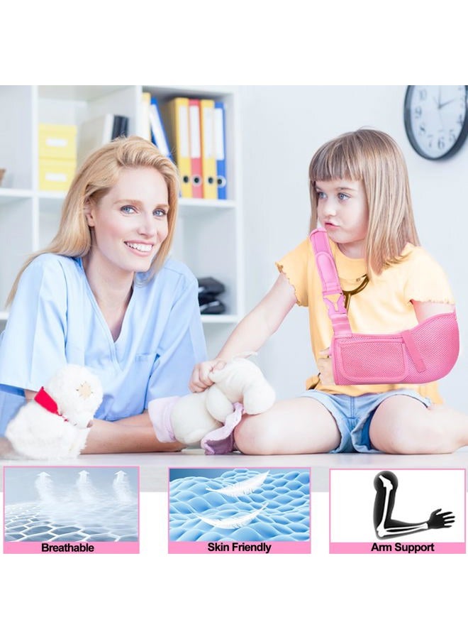 VISKONDA Kids Arm Sling,Mesh Medical Sling with Adjustable Shoulder Pad,Breathable Children Arm Support Shoulder Immobilizer Brace for Elbow,Wrist Injury,Torn Rotator Cuff,Post-Surgery(Pink,X-Small) - Image 3
