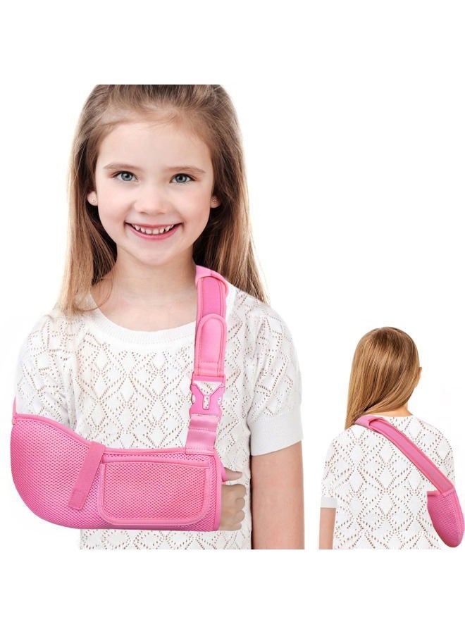 VISKONDA Kids Arm Sling,Mesh Medical Sling with Adjustable Shoulder Pad,Breathable Children Arm Support Shoulder Immobilizer Brace for Elbow,Wrist Injury,Torn Rotator Cuff,Post-Surgery(Pink,X-Small) - Image 1