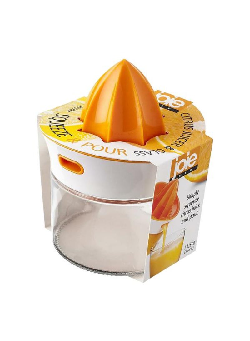 Joie Dishwasher Safe Squeeze and Pour Citrus Juicer Clear and Orange 399ml - Image 1
