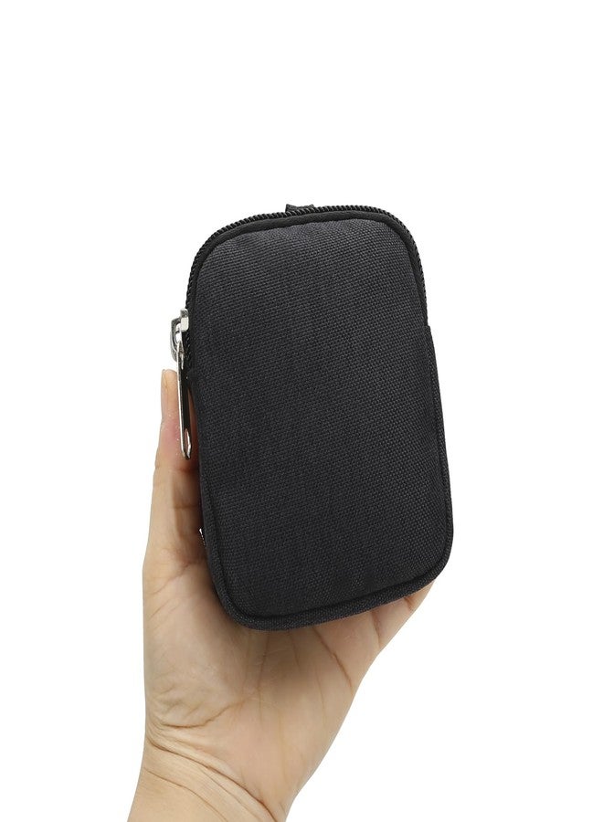 E-Tree Coin Purse with Carabiner Clip, Dual Layer Card Case Holder, Mini Pouch for AirPod Earphone Keychain USB Cable,Wallet, Small Accessories Organizer Bag for Women and Men (Black) - Image 2