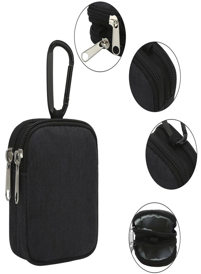 E-Tree Coin Purse with Carabiner Clip, Dual Layer Card Case Holder, Mini Pouch for AirPod Earphone Keychain USB Cable,Wallet, Small Accessories Organizer Bag for Women and Men (Black) - Image 3