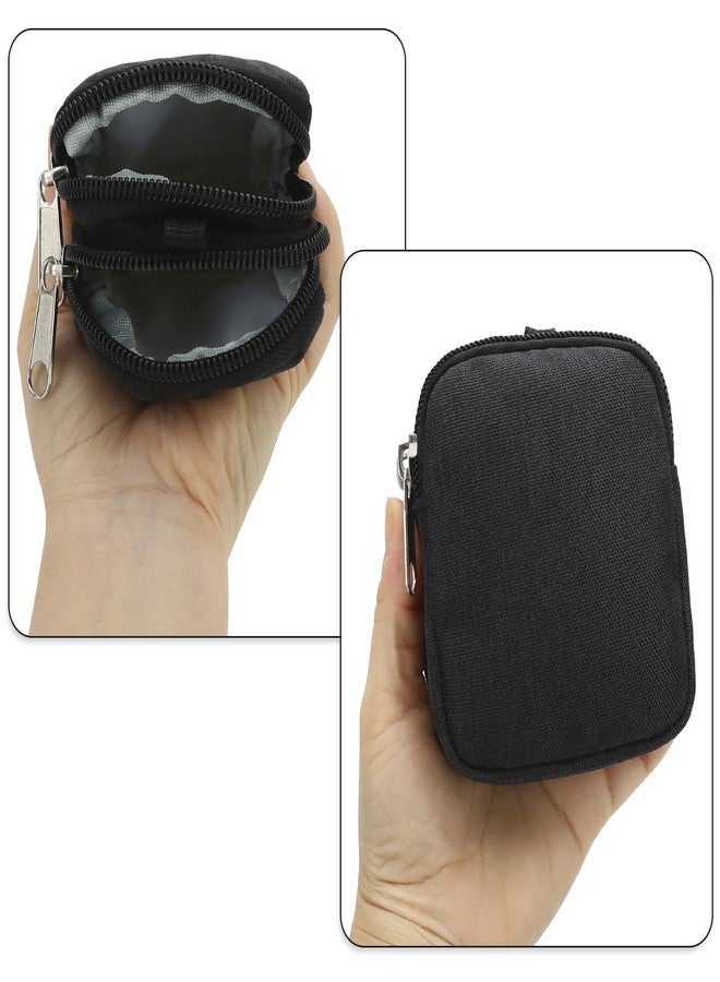 E-Tree Coin Purse with Carabiner Clip, Dual Layer Card Case Holder, Mini Pouch for AirPod Earphone Keychain USB Cable,Wallet, Small Accessories Organizer Bag for Women and Men (Black) - Image 4
