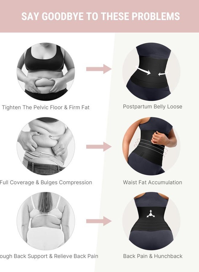 FeelinGirl Waist Trainer for Women Tummy Control Trimmer Belt Waist Cincher Bandage Wrap Plus Size Body Shaper, A1-black, Medium(23.5-47.5inch waist) - Image 3