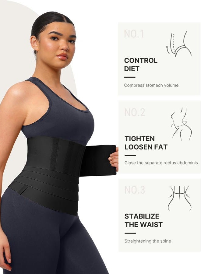 FeelinGirl Waist Trainer for Women Tummy Control Trimmer Belt Waist Cincher Bandage Wrap Plus Size Body Shaper, A1-black, Medium(23.5-47.5inch waist) - Image 4