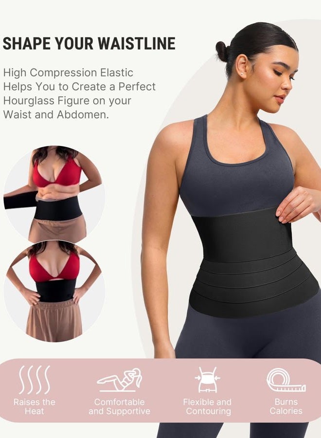 FeelinGirl Waist Trainer for Women Tummy Control Trimmer Belt Waist Cincher Bandage Wrap Plus Size Body Shaper, A1-black, Medium(23.5-47.5inch waist) - Image 2