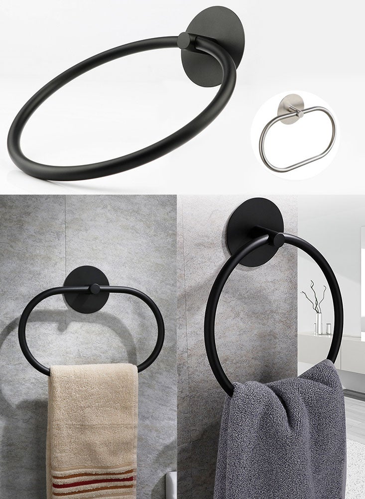 Perfii Set of 2 Circle and Ellipse 304 Stainless Steel Bathroom Towel Hooks - Durable, Dust-Proof and Space Saving  - Image 2