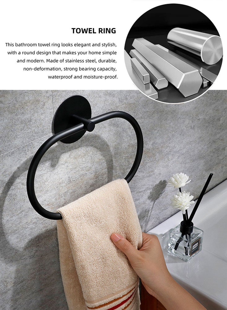 Perfii Set of 2 Circle and Ellipse 304 Stainless Steel Bathroom Towel Hooks - Durable, Dust-Proof and Space Saving  - Image 4