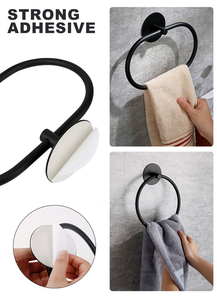 Perfii Set of 2 Circle and Ellipse 304 Stainless Steel Bathroom Towel Hooks - Durable, Dust-Proof and Space Saving  - Image 5