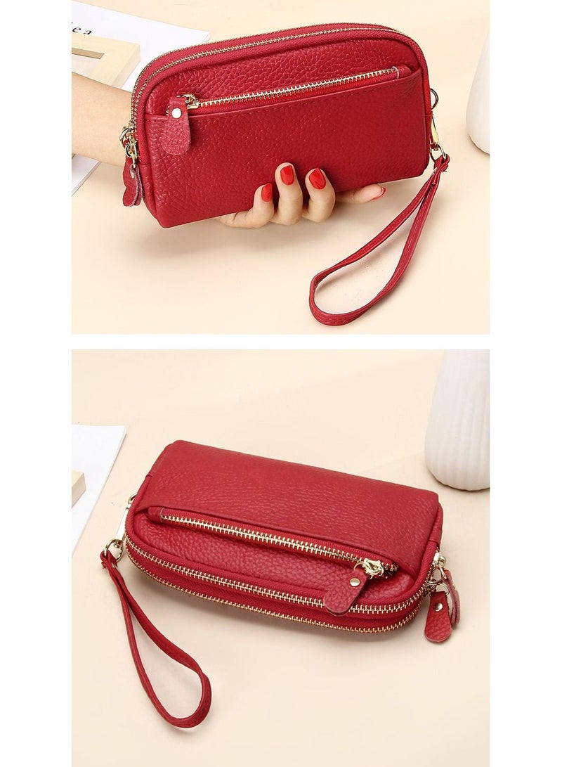 Loquat Large Capacity Zipper Wallet Red 