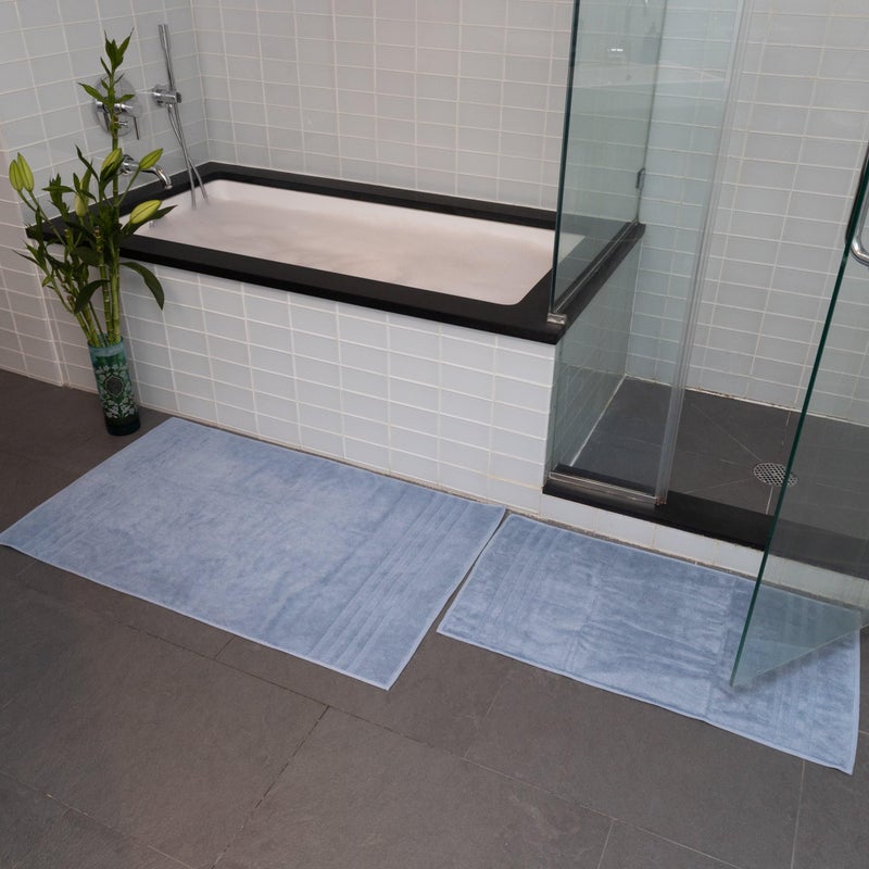 Mosobam Luxury Turkish Bath Mat 20X34 Allure Blue 1000 GSM Bamboo Viscose & Aegean Turkish Combed Cotton - Image 5
