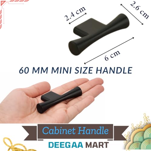 DEEGAA MART Twin Hole Zinc Alloy Drawer Pulls, 60mm Mini Cabinet Handle, Zinc Alloy for Small Drawers & Cabinets – Modern Furniture Hardware (Qty :2, T Handle) - Image 5