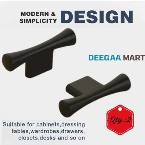 DEEGAA MART Twin Hole Zinc Alloy Drawer Pulls, 60mm Mini Cabinet Handle, Zinc Alloy for Small Drawers & Cabinets – Modern Furniture Hardware (Qty :2, T Handle) - Image 2