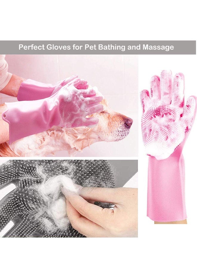 2PCS Pet Grooming Gloves - Soft and Durable Silicone Scrubber for Bathing, Hair Removal for Dogs, Cats, Horses - Image 2