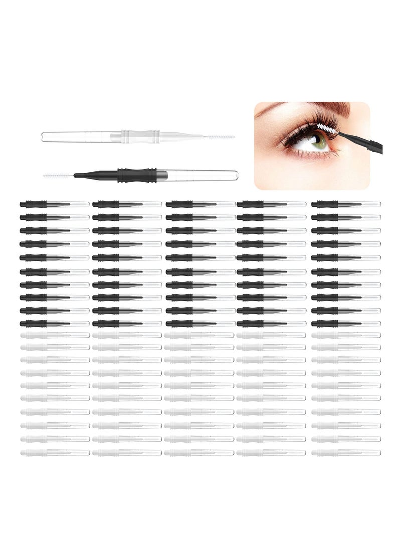 SYOSI - 100 Pieces Micro Eyebrow Brush with Cap Brow Lamination Brush Mascara Brush Eyelash Spoolie Brush Tool for Lash Filler, Lifting Extension - Image 1