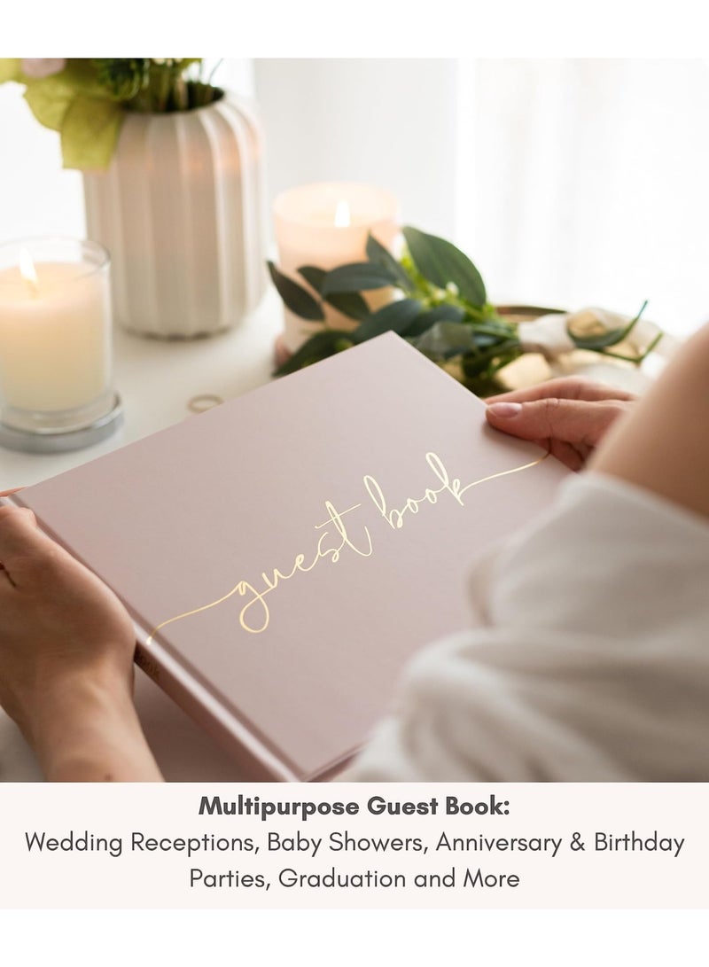عام دفتر ضيوف الزفاف من ذا وايت شوب - دفتر ضيوف أنيق لحفلات الزفاف والاستقبال، دفتر ضيوف بولارويد لحفلات الزفاف والمناسبات الخاصة - 100 صفحة مسطرة لتسجيل الحضور والتقاط الصور (وردي) - Image 5