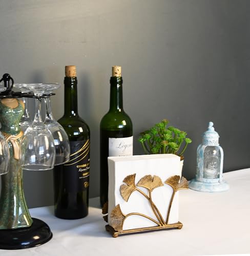 OwlGift Modern Ginkgo Leaves Design Napkin Holder for Tables, Metal Paper Napkin Storage for Kitchen, Stylish Paper Towel Dispenser, Mail Letter Sorter Rack, Document File Organizer – Bronze - Image 5