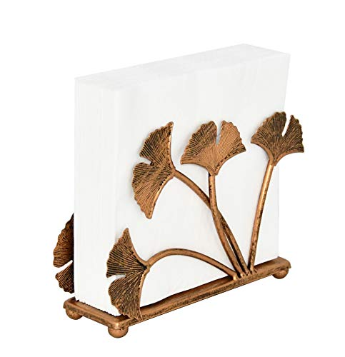 OwlGift Modern Ginkgo Leaves Design Napkin Holder for Tables, Metal Paper Napkin Storage for Kitchen, Stylish Paper Towel Dispenser, Mail Letter Sorter Rack, Document File Organizer – Bronze - Image 3