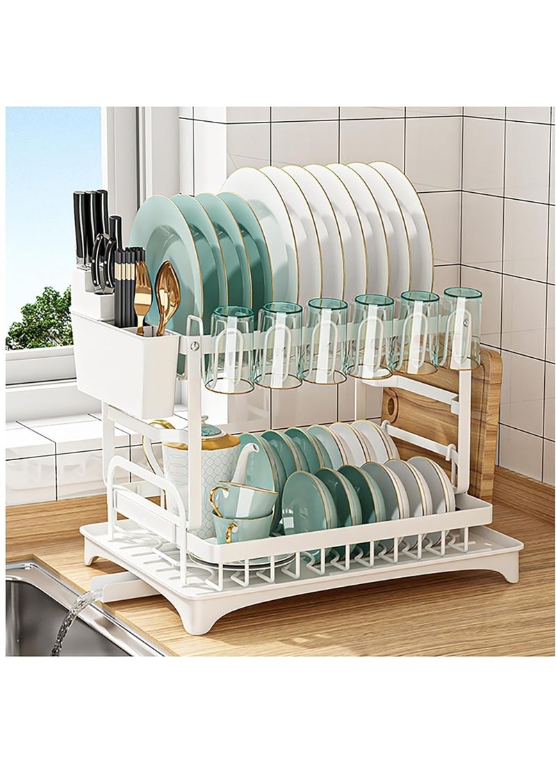 Storecho - STORECHO Kitchen Countertop Dish Rack Drainer, 2 Tier Stainless Steel Rack for Drying Dishes, Cups, Plates - Image 1