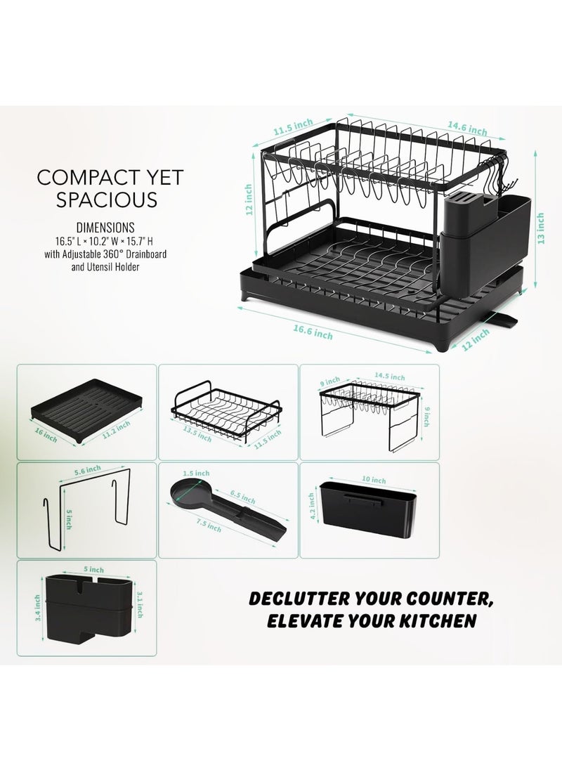 Storecho - STORECHO Kitchen Countertop Dish Rack Drainer, 2 Tier Stainless Steel Rack for Drying Dishes, Cups, Plates - Image 1