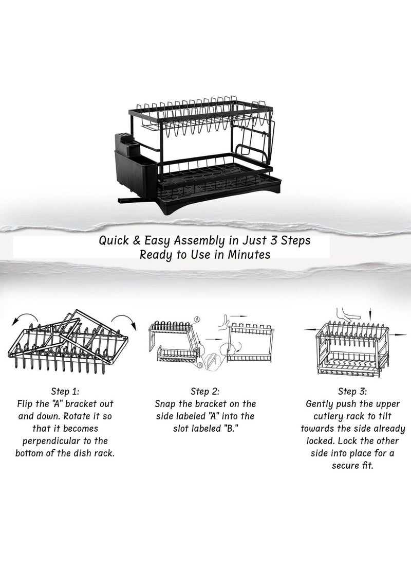 Storecho - STORECHO Kitchen Countertop Dish Rack Drainer, 2 Tier Stainless Steel Rack for Drying Dishes, Cups, Plates - Image 1