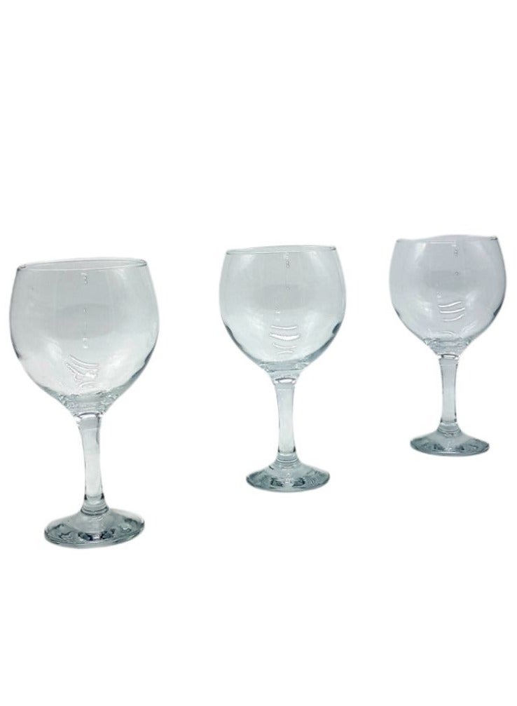 LAV 3 Pieces Misket Large Size Goblet Set 645 Ml - Clear - Image 3