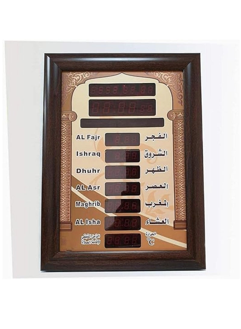 LED Digital Azan Wall Clock Brown 70 centimeter - Image 3