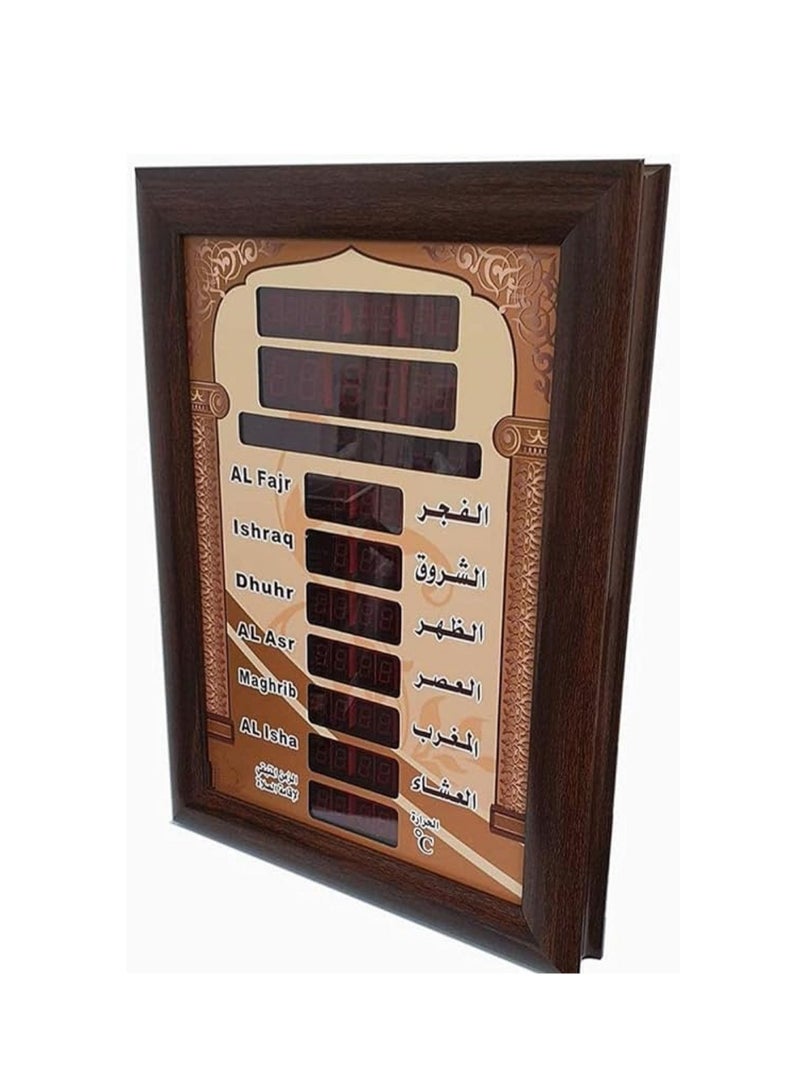 LED Digital Azan Wall Clock Brown 70 centimeter - Image 2