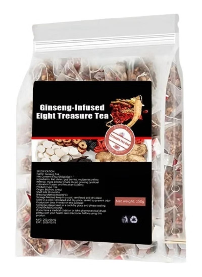Wins Town Ginseng-Infused Eight Treasure Teas, Kidney Tea Formula Ginseng Six Treasure Tea, Kidney Cleanse Detox Health Teabag for Women & Men, 8 Precious Ingredients150g (5g / 30pcs) - Image 1