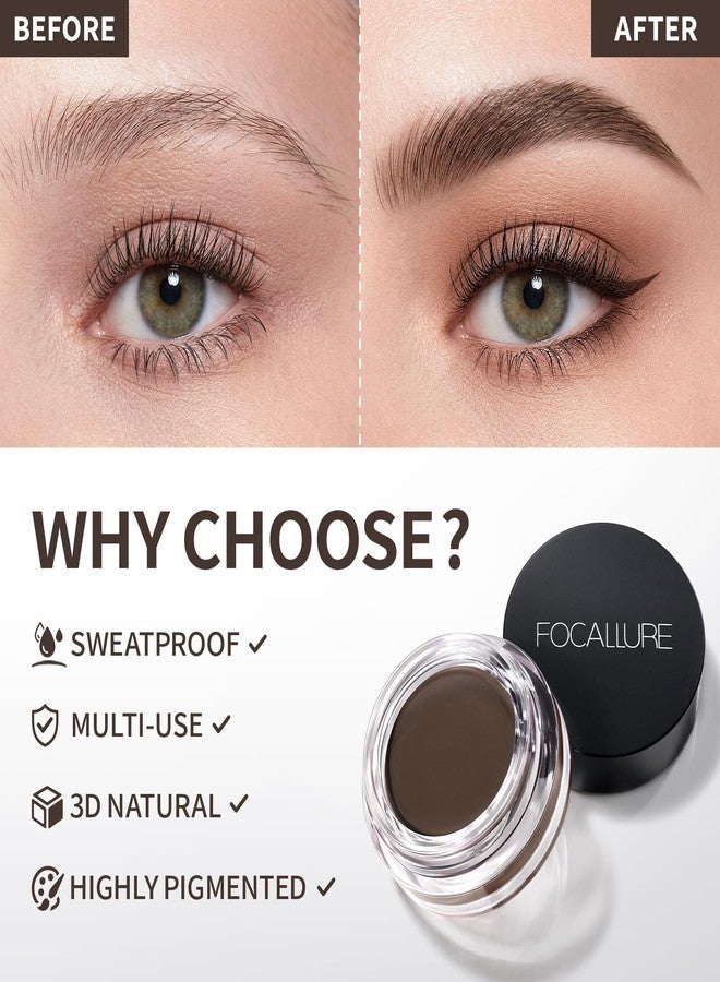 FOCALLURE Eyebrow Pomade with Brush, Waterproof 16HR, Vegan, Ebony - Image 3