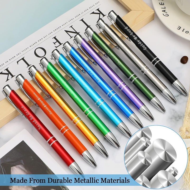 كلاراكو قلم حبر جاف من كلاركو، هدايا تقدير للموظفين، قلم مسيحي مُلهم، قلم معدني مُحفز لعيد الميلاد، قلم معدني مُزين بآيات من الكتاب المقدس، قلم معدني مُحفز لعيد الميلاد، قلم معدني مُخصص للنساء والرجال والمديرين، حبر أسود (10 قطع) - Image 2