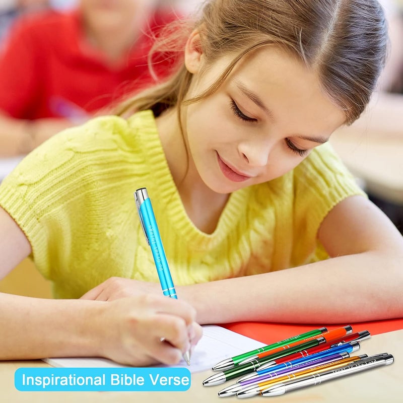 كلاراكو قلم حبر جاف من كلاركو، هدايا تقدير للموظفين، قلم مسيحي مُلهم، قلم معدني مُحفز لعيد الميلاد، قلم معدني مُزين بآيات من الكتاب المقدس، قلم معدني مُحفز لعيد الميلاد، قلم معدني مُخصص للنساء والرجال والمديرين، حبر أسود (10 قطع) - Image 3