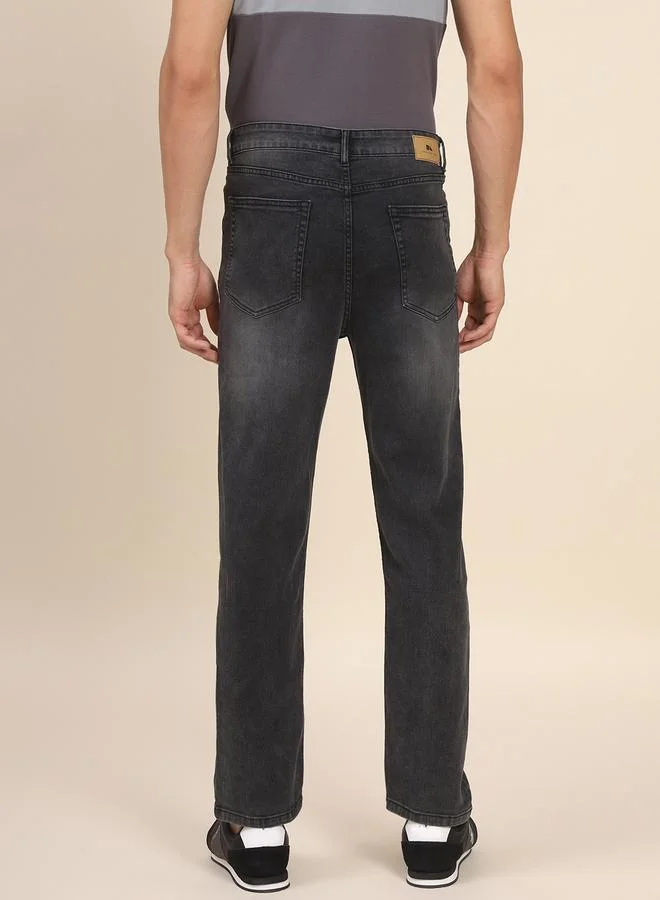 دينيس لينغو Slim Fit Black Men's Jeans with Button & Zip Closure