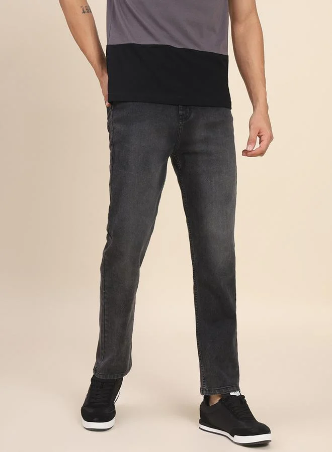 دينيس لينغو Slim Fit Black Men's Jeans with Button & Zip Closure