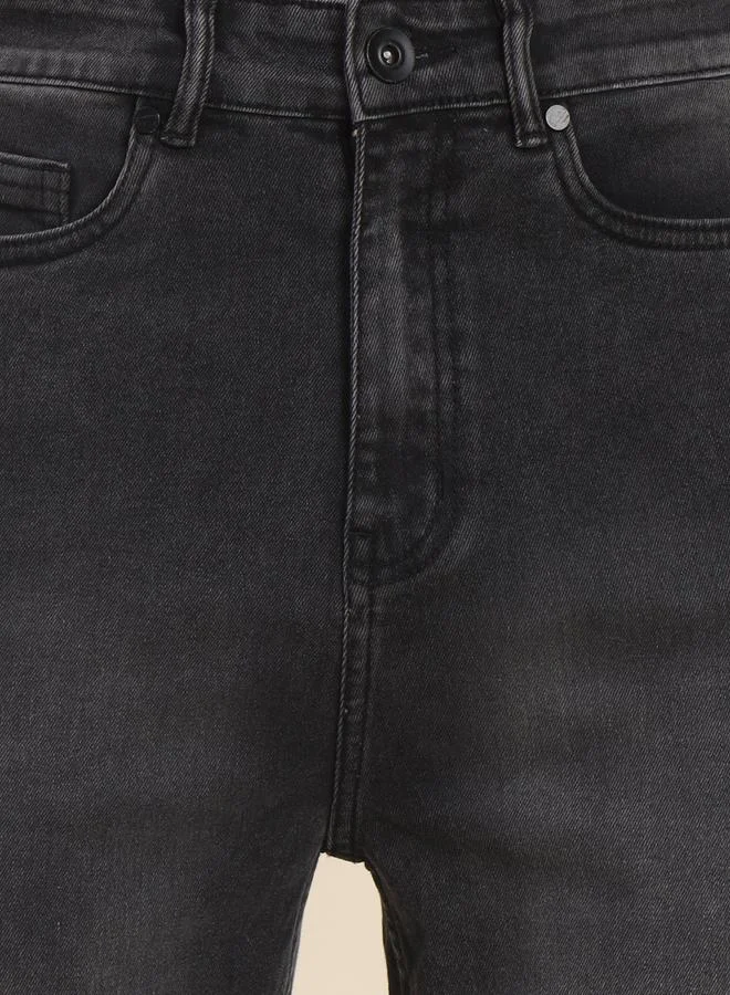 دينيس لينغو Slim Fit Black Men's Jeans with Button & Zip Closure