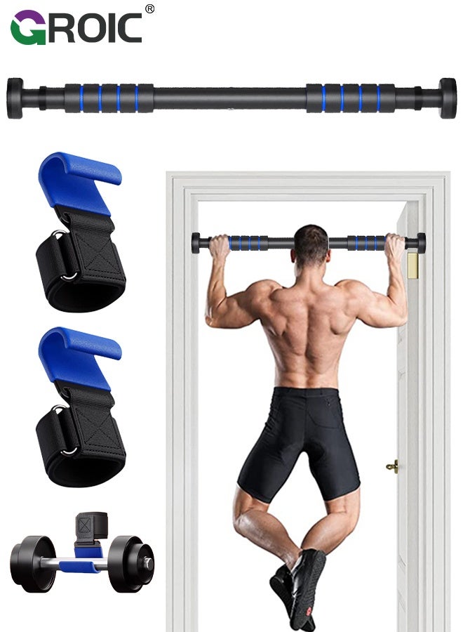 GROIC Pull Up Bar, Strength Training Pullup Bar with Assistant Hook, 82-130cm Adjustable Multi-Functional Chin Up Bar with Width Locking Mechanism, Doorway Pull Up Bar for Home Gym, Home Fitness Equipment - Image 1